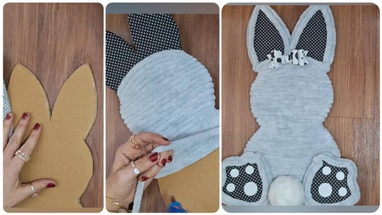 Découvrez comment transformer un vieux tapis en adorable lapin déco… Résultat bluffant !