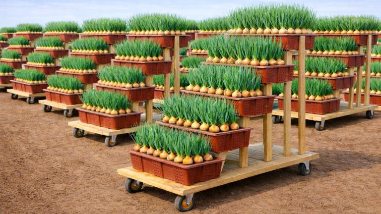 Transformez 5 caisses en plastique usagées en un jardin d&rsquo;oignons verts chez vous !