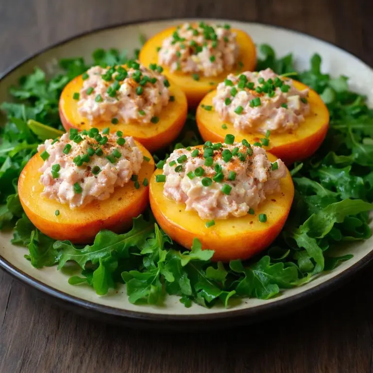 Recette légère de pêches au thon, œufs durs et roquette fraîche