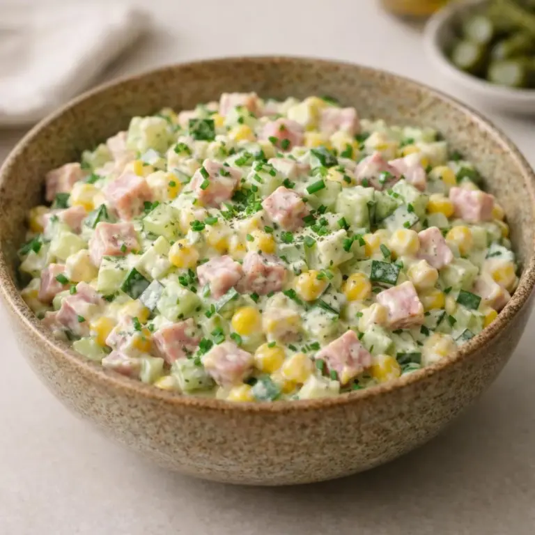 Salade de concombre au jambon et sauce yaourt à la moutarde : recette facile