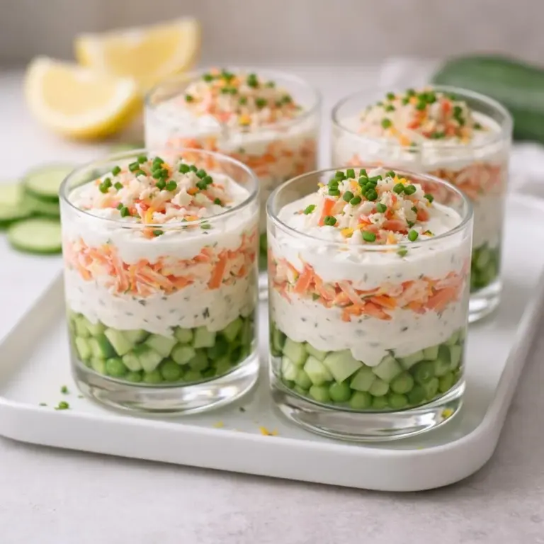 Verrines fraîches de concombre-carottes au saumon fumé et sauce au citron